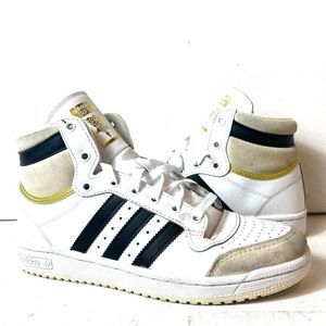 adidas Top Ten Men's Size 7 White/Black/Beige/Gold High Top Sports Shoe Sneakers